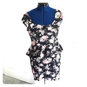 Speechless Peplum Rose Print Mini Dress